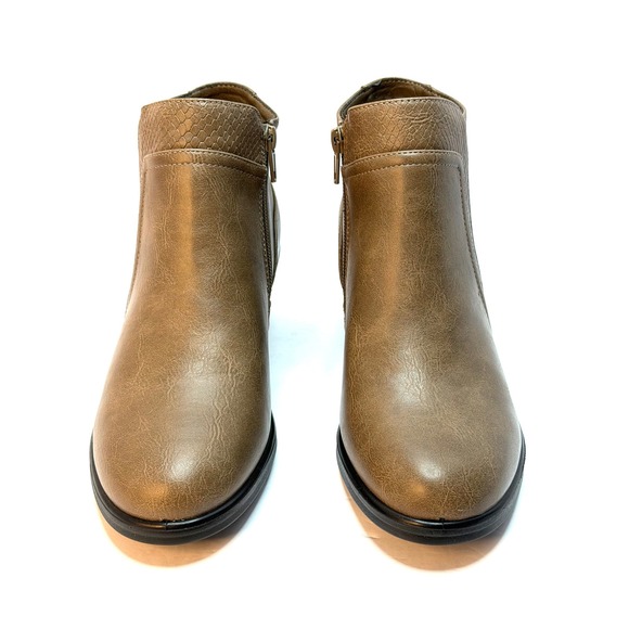 easy street Shoes - Easy Street Women's Langley Zipper Ankle Boots Taupe/Snake Size 8.5M NWT/BOX